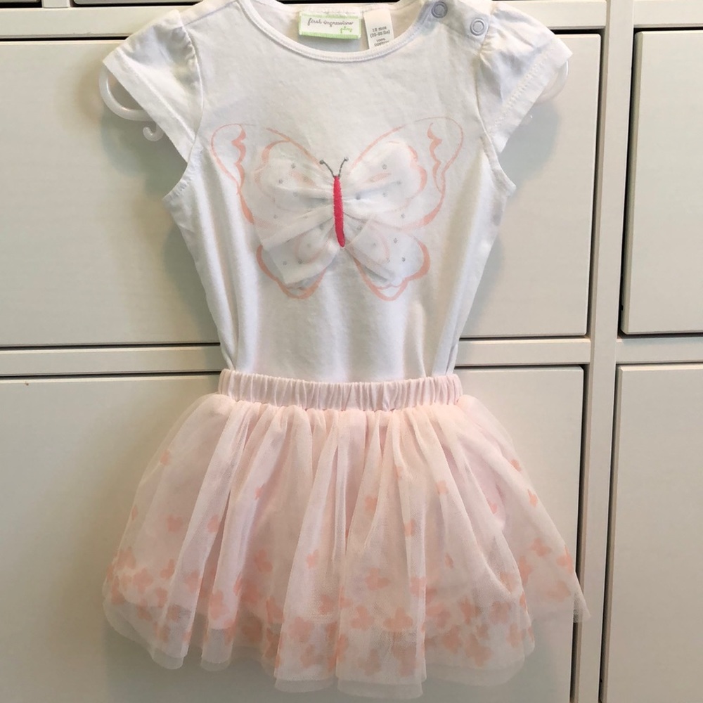First Impressions Butterfly Top & pink Tulle Skirt